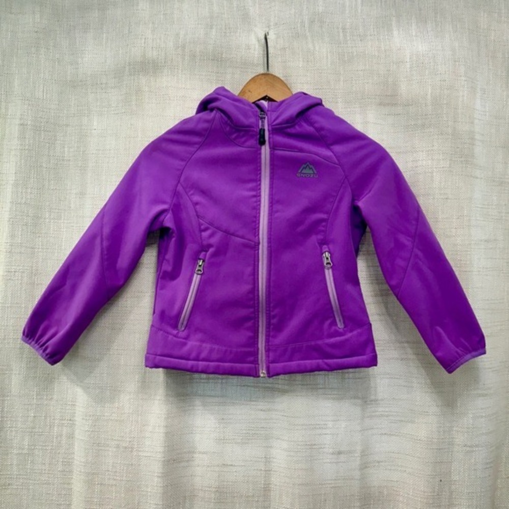 Snozu Girls XS 5/6 Purple Fleece Lined Hooded Jacket Rain Wind Breaker